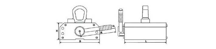 薄板永磁起重器結(jié)構(gòu)尺寸圖