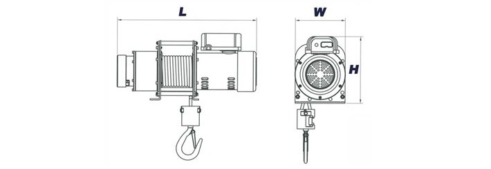 DU-202小型卷?yè)P(yáng)機(jī)結(jié)構(gòu)尺寸圖片