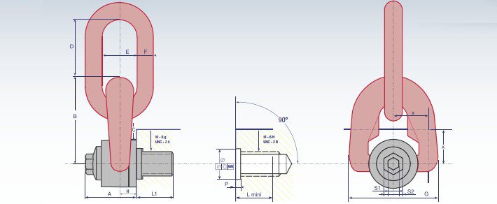 盧森堡TSR+C型旋轉(zhuǎn)吊環(huán)螺絲結(jié)構尺寸圖片