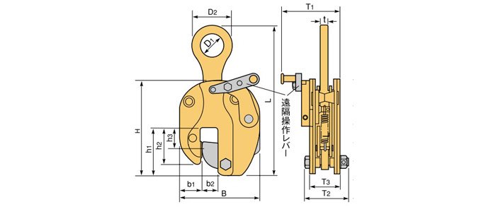 世霸SVC-L型豎吊鋼板鉗結(jié)構(gòu)尺寸圖片