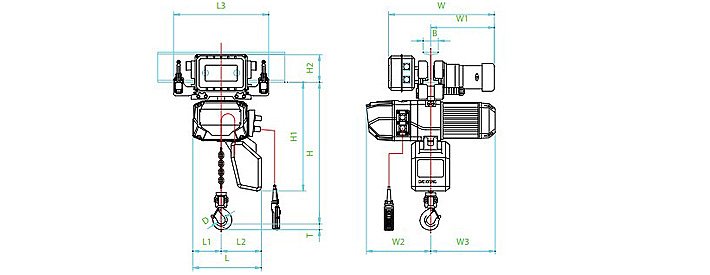 GEN\DEX-M型環(huán)鏈電動(dòng)葫蘆結(jié)構(gòu)尺寸圖片
