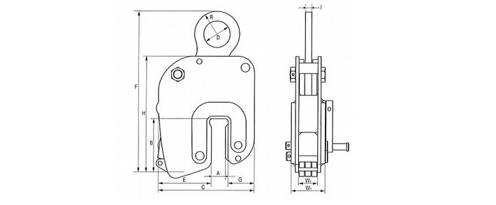 NNE型鷹牌無(wú)傷鋼板鉗結(jié)構(gòu)尺寸圖片