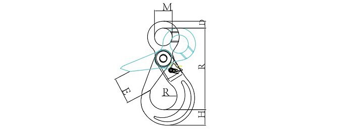 80級(jí)眼型自鎖吊鉤SLR-081結(jié)構(gòu)尺寸圖片