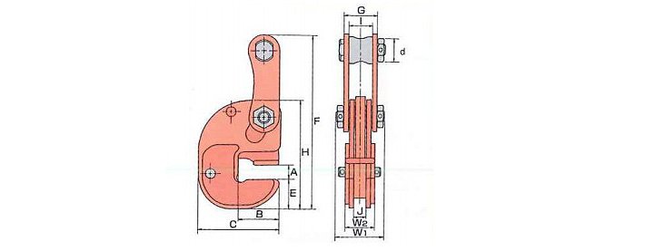 FHA型鷹牌水平橫吊具結構尺寸圖片