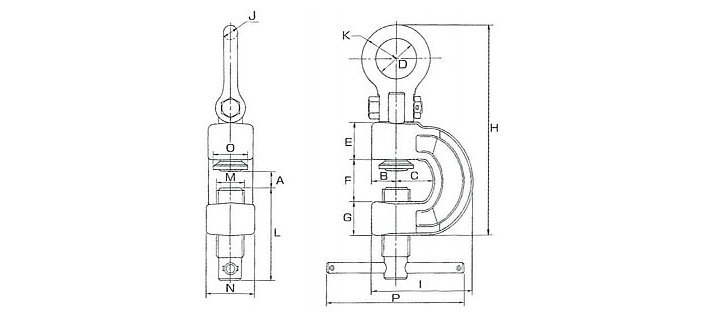 SRN型鷹牌螺旋式無(wú)傷鋼板鉗結(jié)構(gòu)尺寸圖片