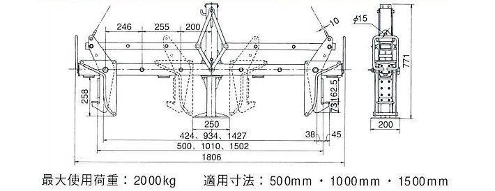 鷹牌EVGA型可變邊溝用夾具尺寸圖片