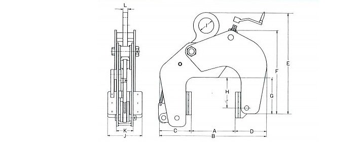 鷹牌ECAR型PC板用無傷夾鉗結(jié)構(gòu)尺寸圖片