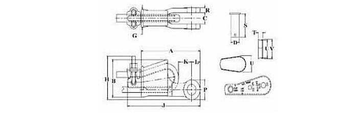 US-422T多用途楔形接頭結(jié)構(gòu)尺寸圖片