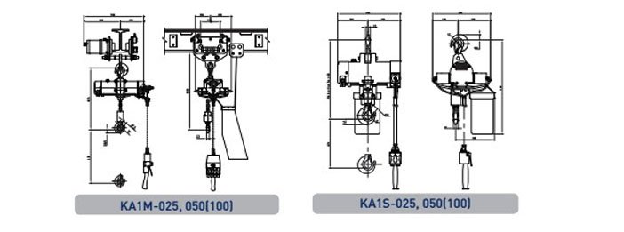 KHC氣動(dòng)葫蘆KA1型結(jié)構(gòu)尺寸圖片