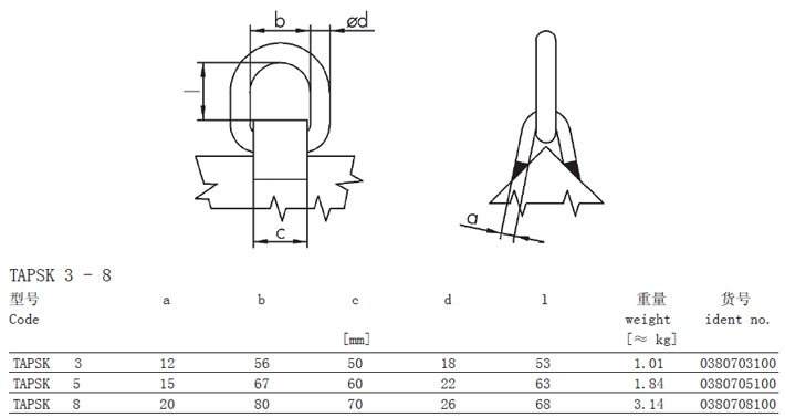 TAPSK型德國JDT焊接吊點參數