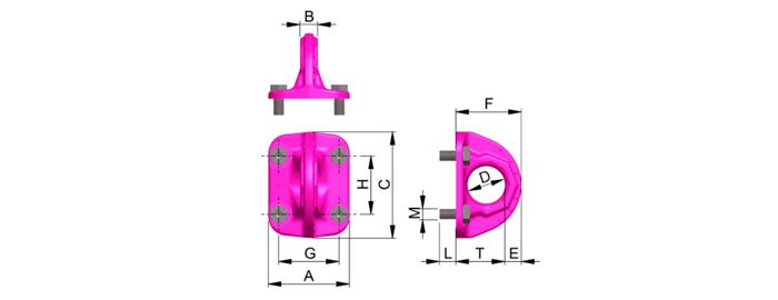 B-ABA型路德螺栓型吊點(diǎn)尺寸圖