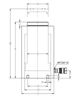 單作用重載分離式千斤頂尺寸圖