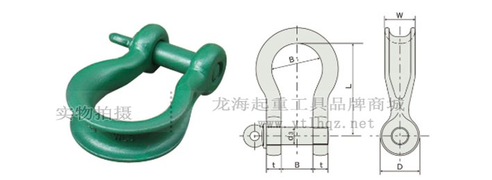 WRBE輕型寬體卸扣尺寸圖