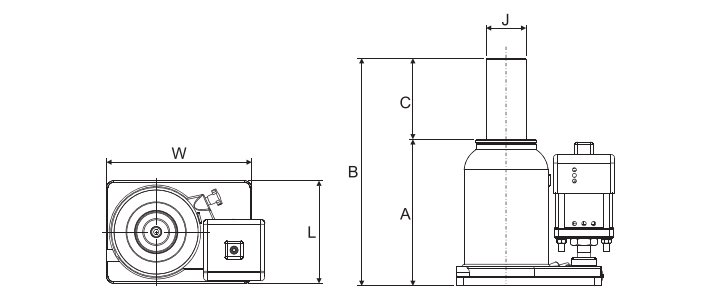 SUNRUN ST型氣動(dòng)液壓千斤頂尺寸圖